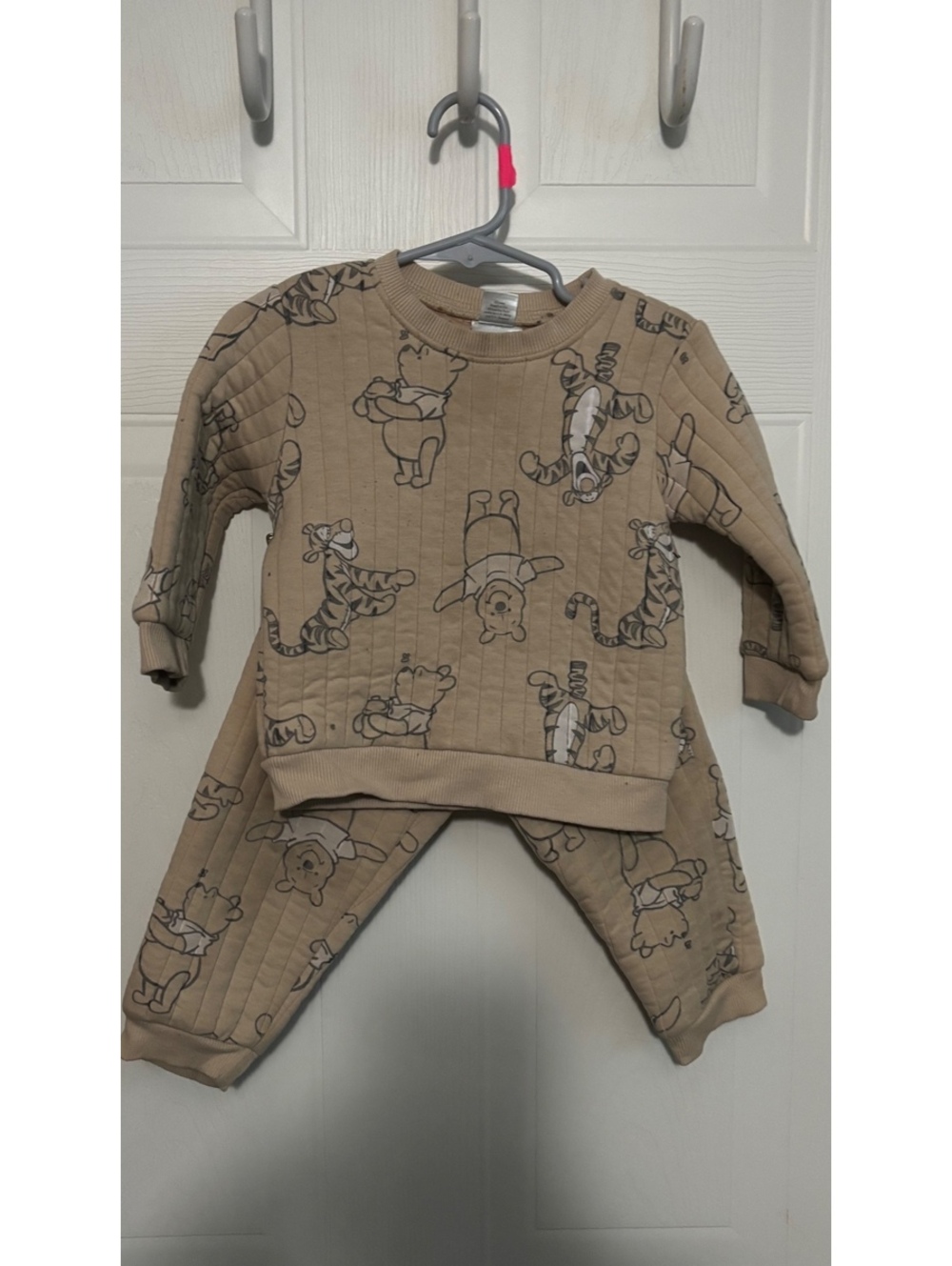 Disney Baby Winnie the Pooh Beige Quilted Sweatshirt and Pants Set 18M